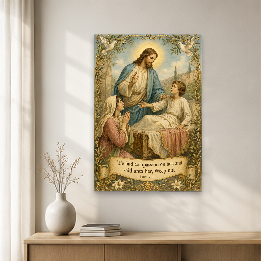 Arise Young Man Canvas Wall Art - Christian Wall Art, close-up of the print