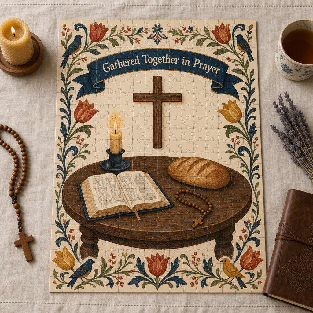 Around The Family Table Jigsaw Puzzle - Christian Puzzle, front view