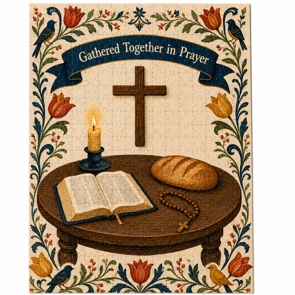 Around The Family Table Jigsaw Puzzle - Christian Puzzle, detail view