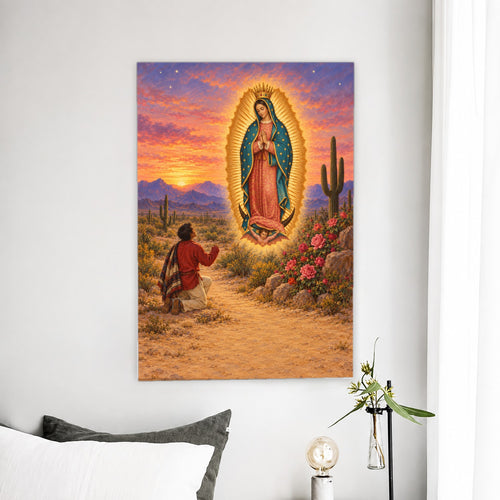 As a Mother Comforts in Oil Canvas Wall Art - Catholic Wall Art, detail view