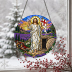 Aurora Victoriae Glass Suncatcher - Catholic Suncatcher, detail view