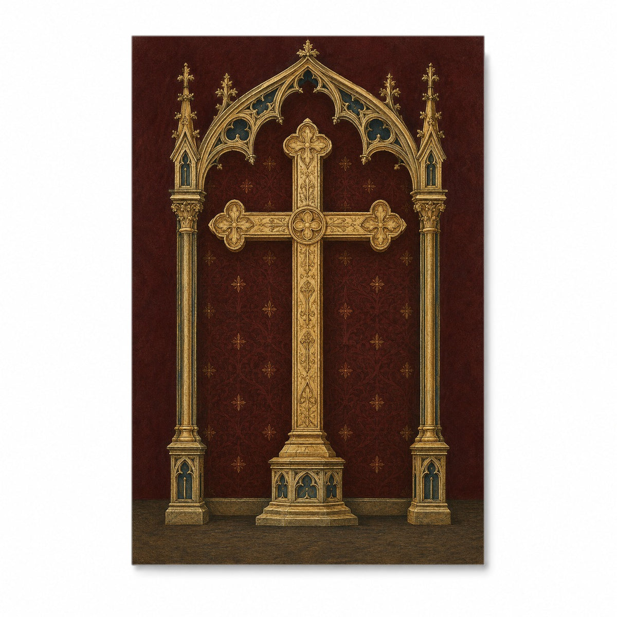 Ave Crux VI Canvas Wall Art - Catholic Wall Art, front view