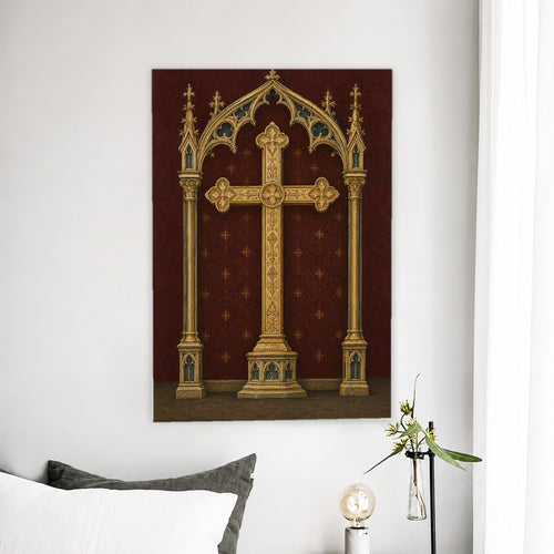Ave Crux VI Canvas Wall Art - Catholic Wall Art, detail view
