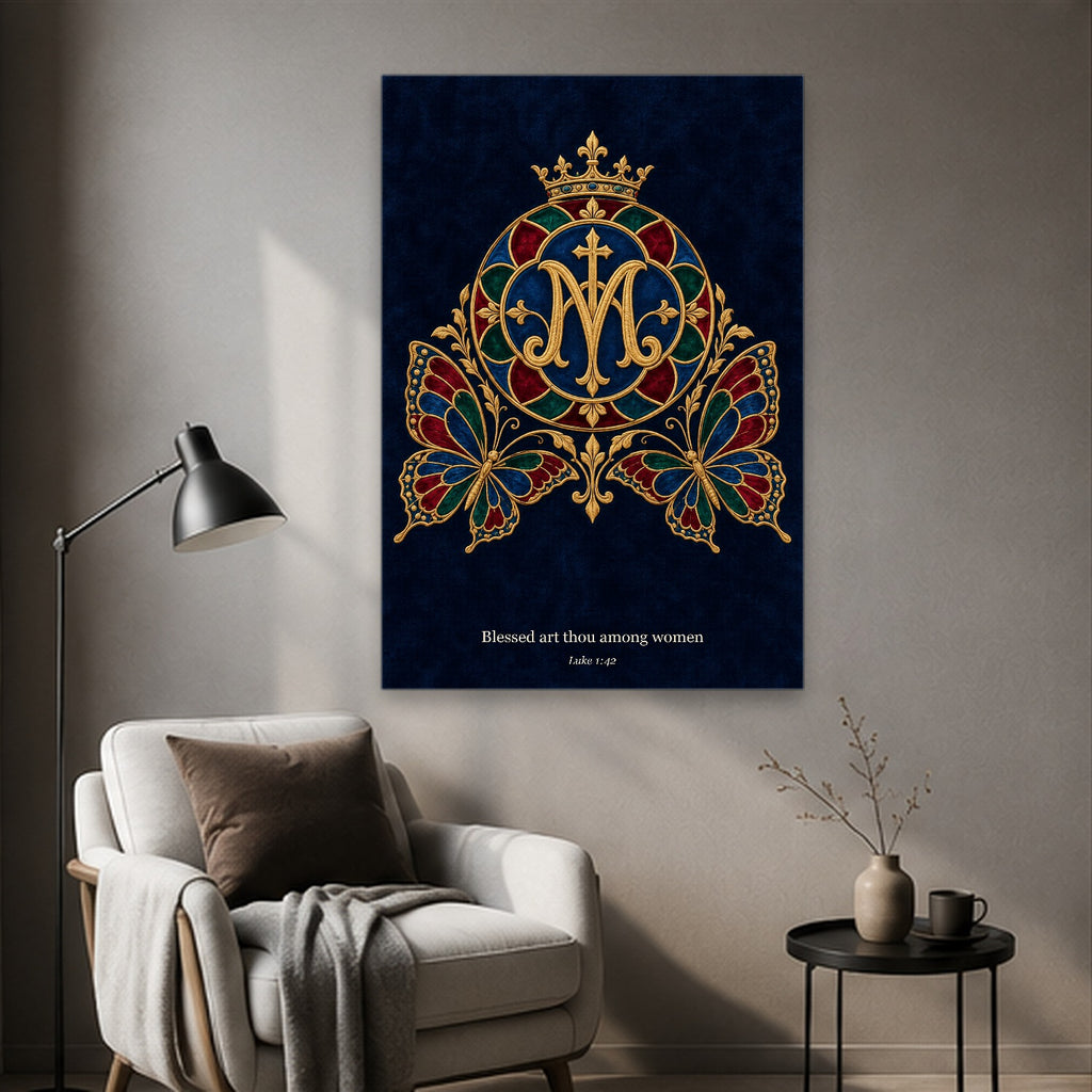Ave Maria Canvas Wall Art - Catholic Wall Art, styled in the home