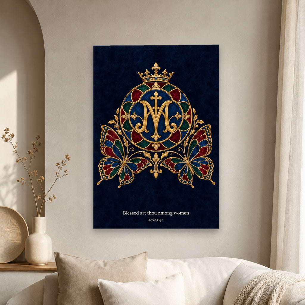 Ave Maria Canvas Wall Art - Catholic Wall Art, scale reference