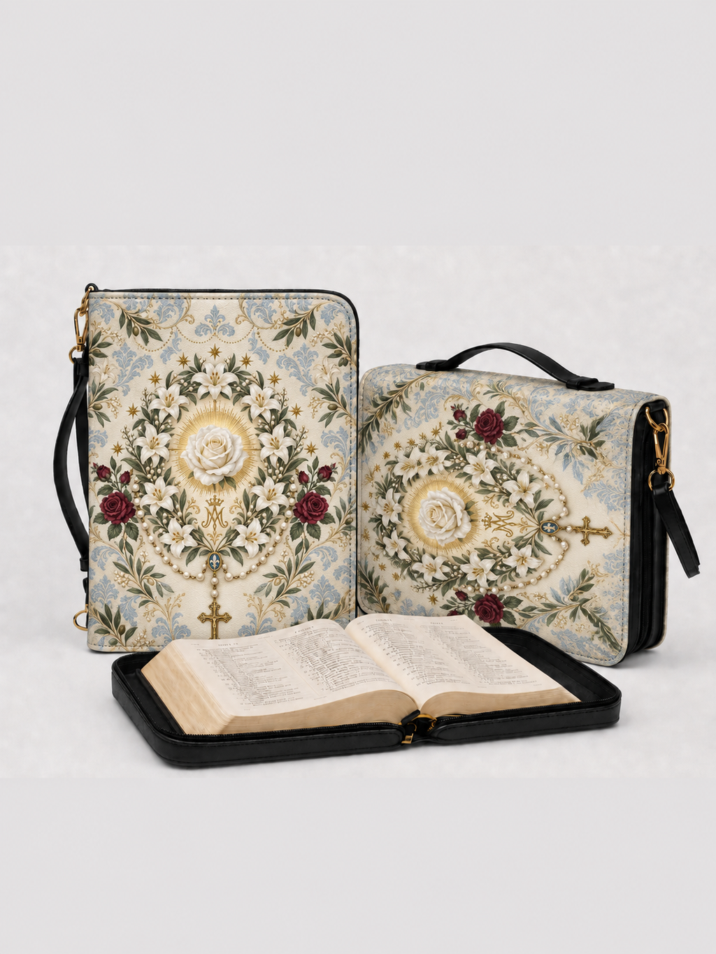 Ave Maria Garden I Bible Cover - Leather Bible Cover, detail view