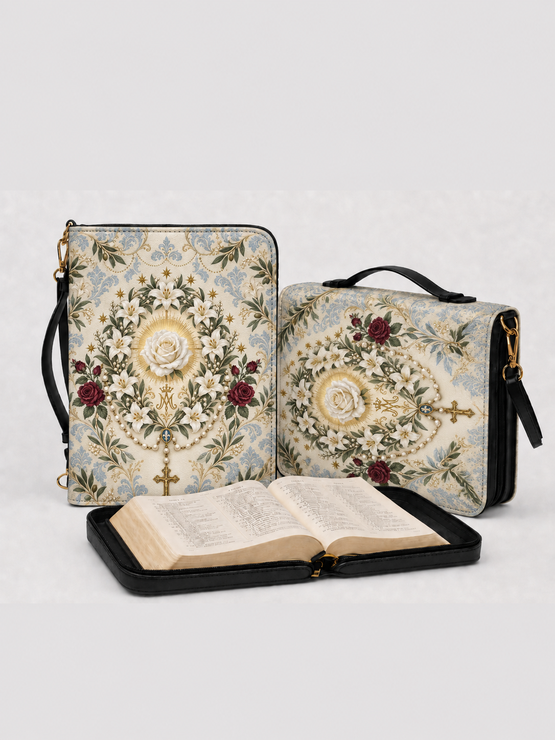 Ave Maria Garden I Bible Cover - Leather Bible Cover, detail view