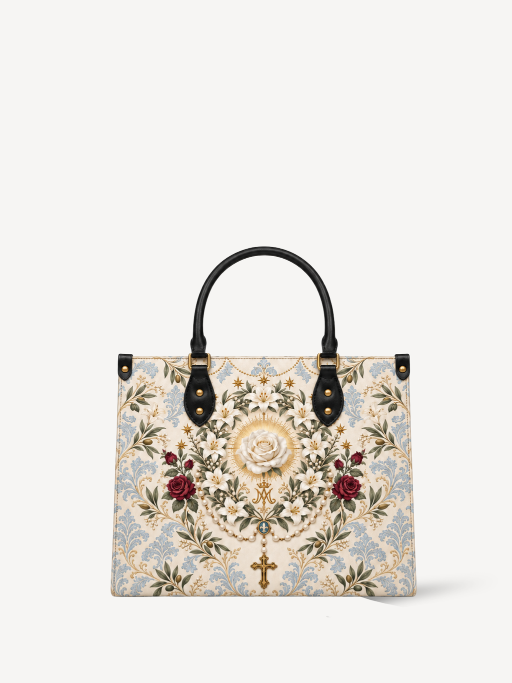 Ave Maria Garden I Leather Handbag - Christian Handbag, front view