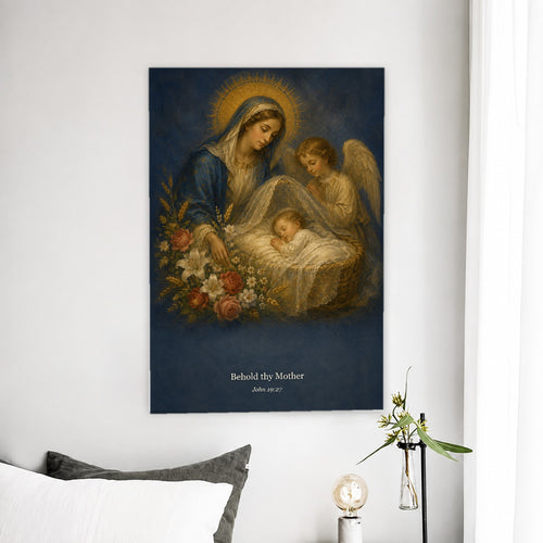 Ave Maria II Canvas Wall Art - Catholic Wall Art, detail view