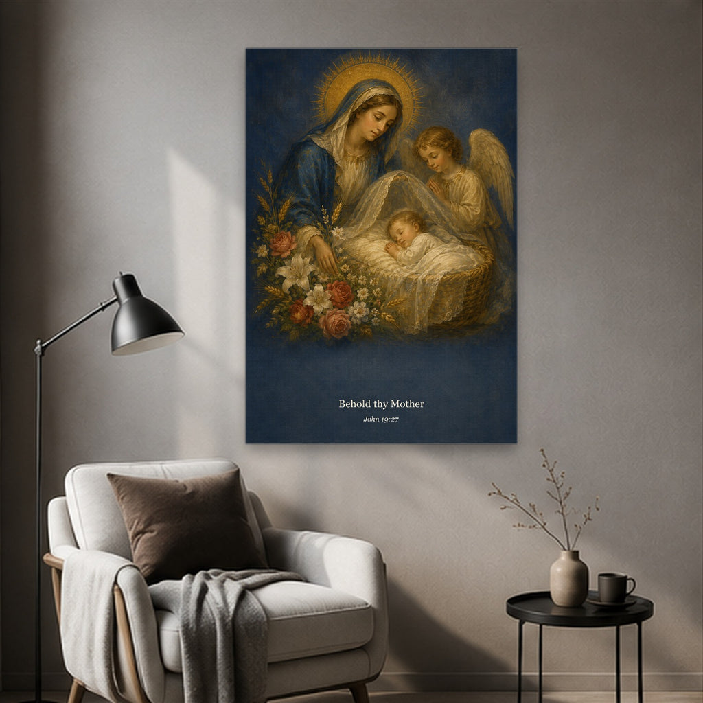 Ave Maria II Canvas Wall Art - Catholic Wall Art, styled in the home