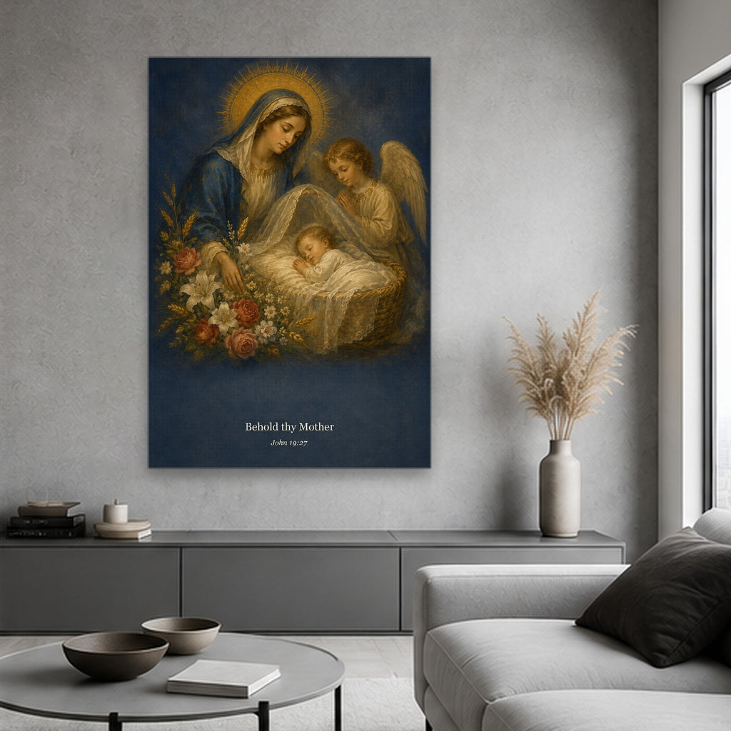 Ave Maria II Canvas Wall Art - Catholic Wall Art, hanging display