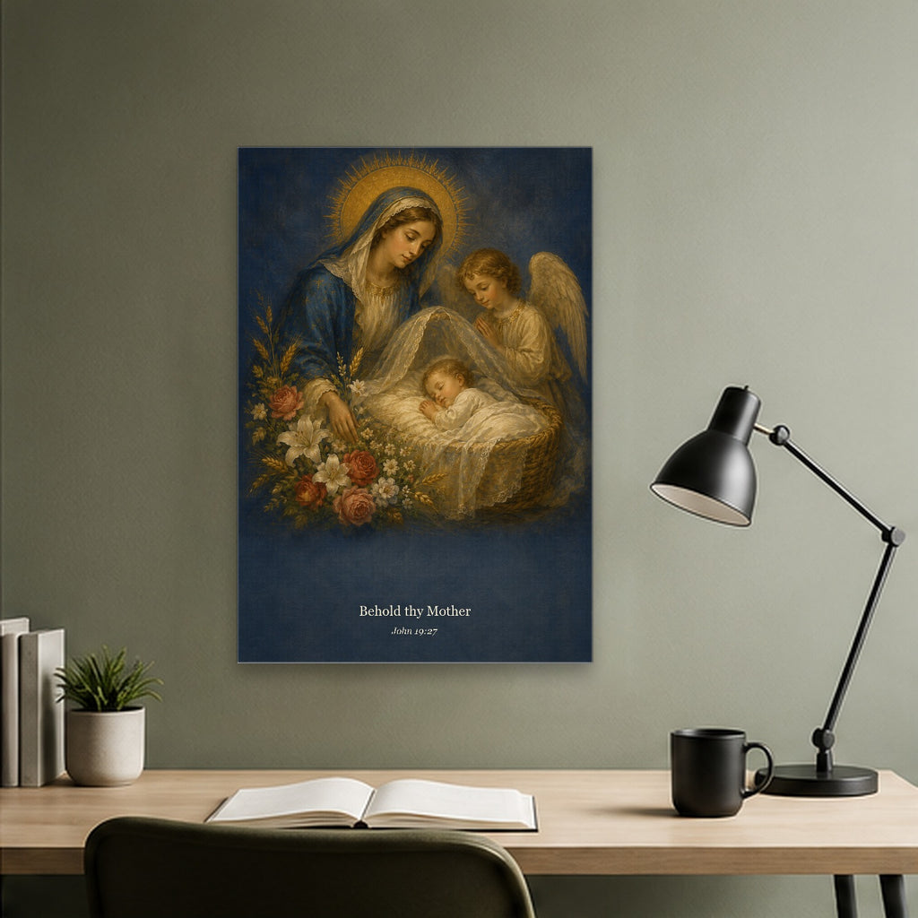Ave Maria II Canvas Wall Art - Catholic Wall Art, close-up of the print