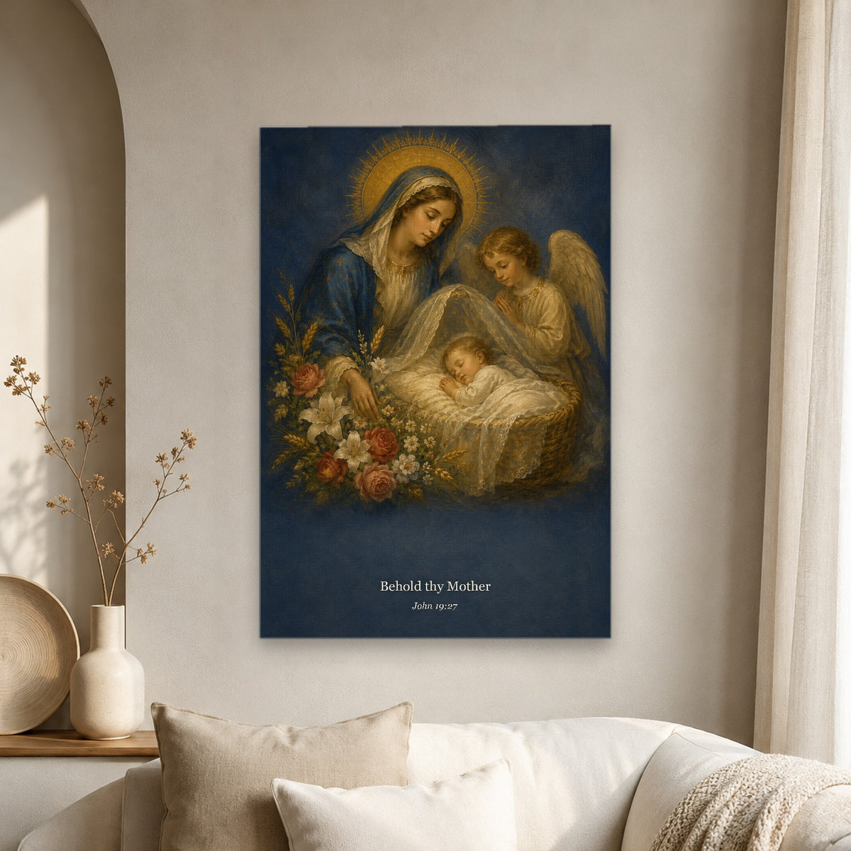 Ave Maria II Canvas Wall Art - Catholic Wall Art, scale reference