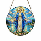 Ave Maria IV Glass Suncatcher - Catholic Suncatcher, front view