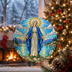 Ave Maria IV Glass Suncatcher - Catholic Suncatcher, close-up of the print