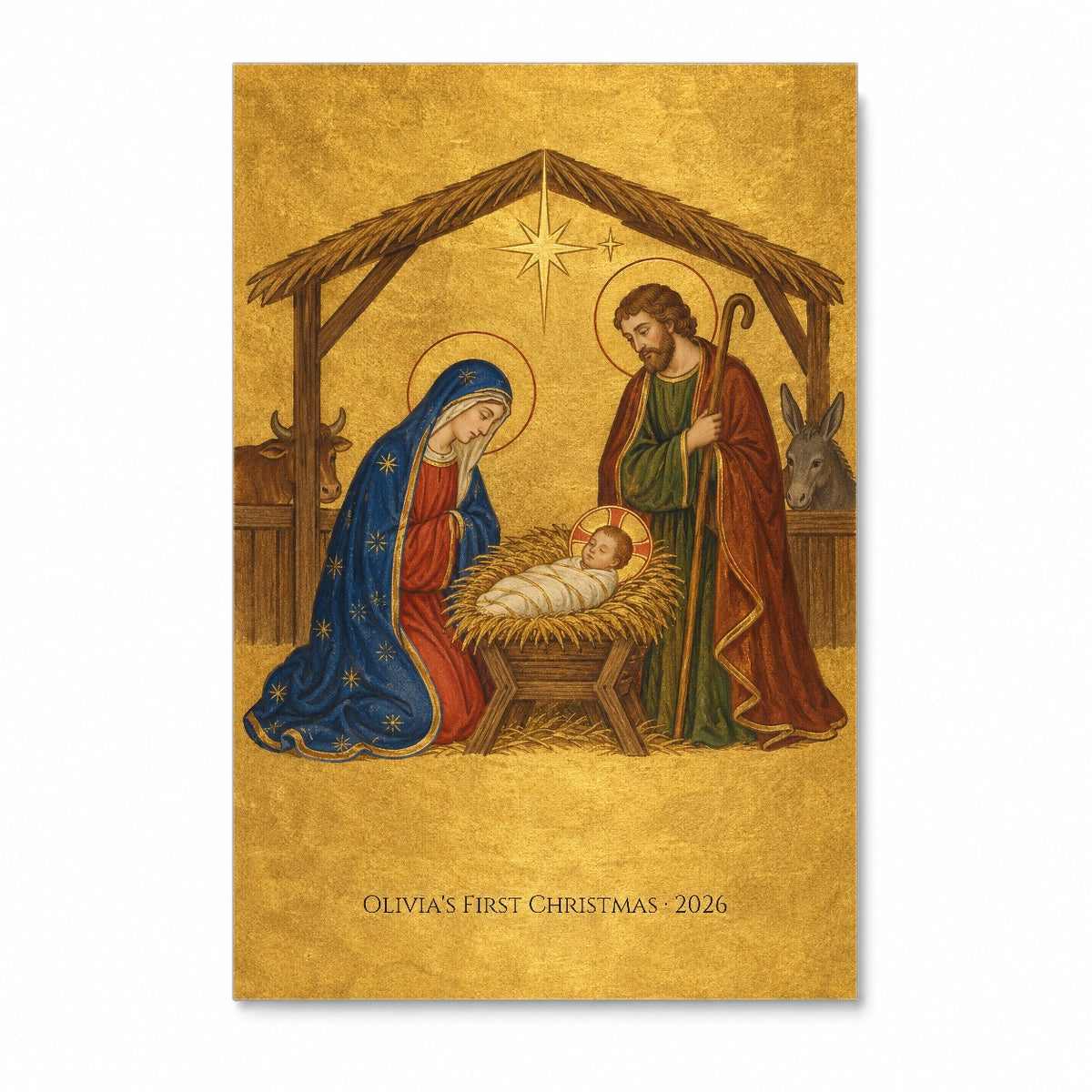 Babys First Christmas - Nativity Personalized Canvas Wall Art - Canvas Wall Art, front view