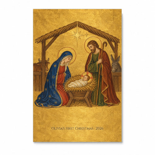 Babys First Christmas - Nativity Personalized Canvas Wall Art - Canvas Wall Art, front view