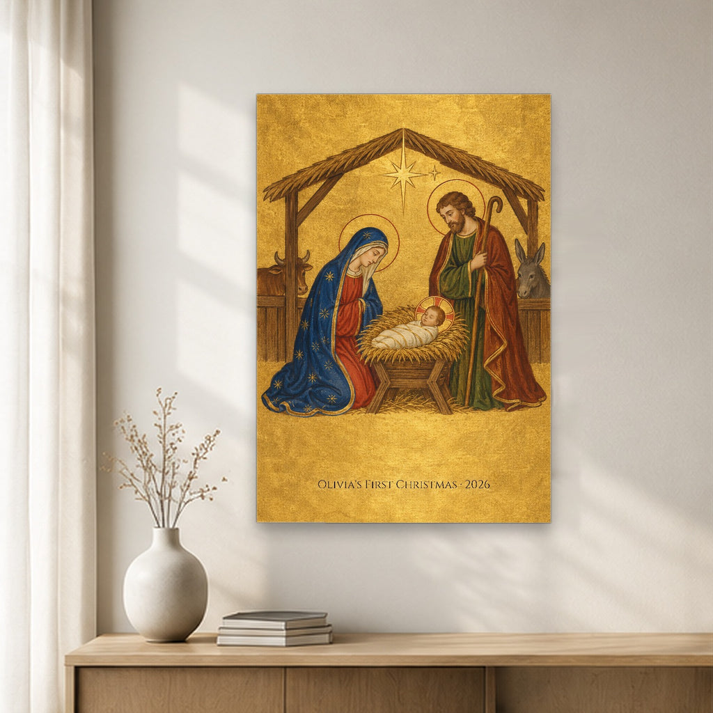 Babys First Christmas - Nativity Personalized Canvas Wall Art - Canvas Wall Art, gift presentation