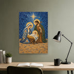 Babys First Christmas - Nativity in Talavera Tile Personalized Canvas Wall Art - Canvas Wall Art, close-up of the print
