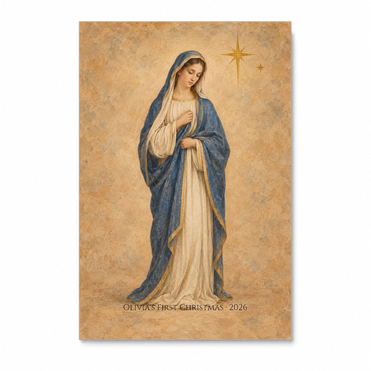 Babys First Christmas - Our Lady in Fresco Personalized Canvas Wall Art - Canvas Wall Art, front view