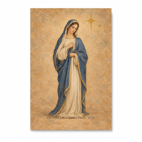 Babys First Christmas - Our Lady in Fresco Personalized Canvas Wall Art - Canvas Wall Art, front view