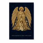 Baptism - Guardian Angel - Pre-Raphaelite Gold Filigree Personalized Canvas Wall Art - Canvas Wall Art, front view