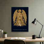 Baptism - Guardian Angel - Pre-Raphaelite Gold Filigree Personalized Canvas Wall Art - Canvas Wall Art, close-up of the print