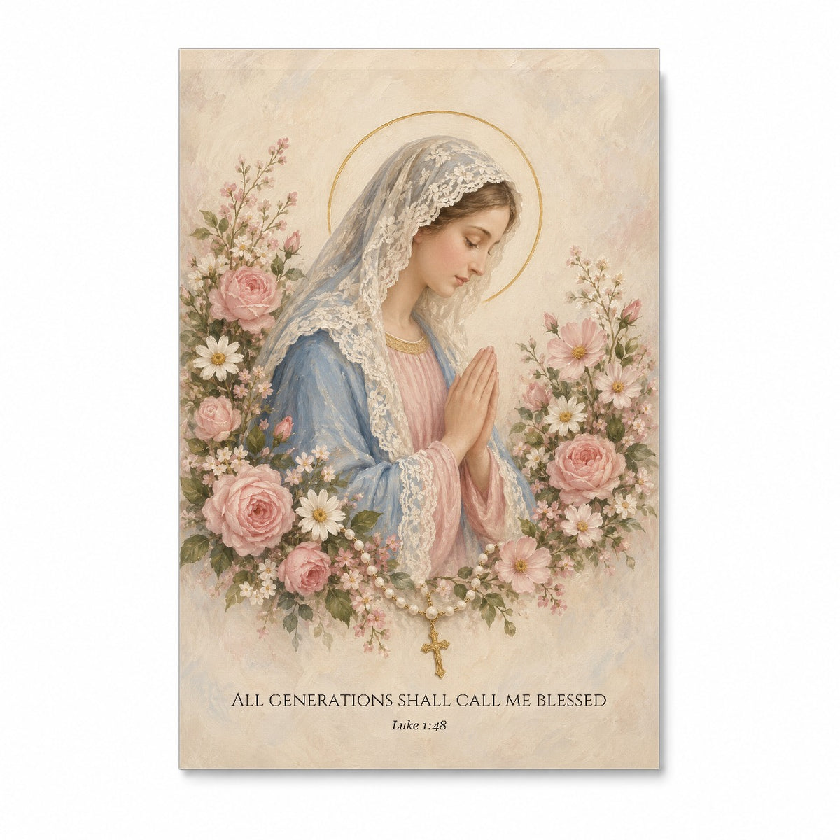 Bead by Bead Canvas Wall Art - Catholic Wall Art, front view