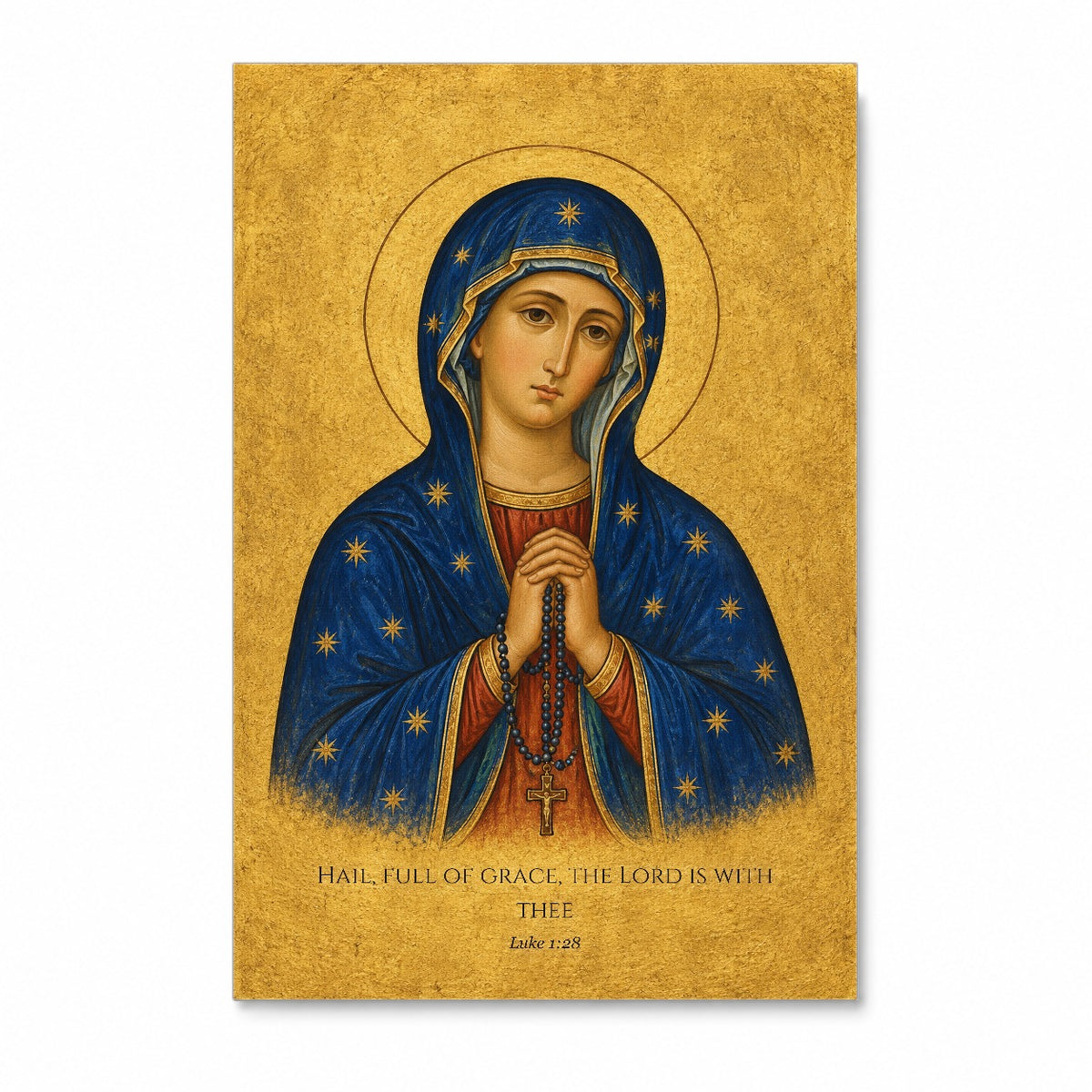 Bead by Bead in Manuscript Canvas Wall Art - Catholic Wall Art, front view