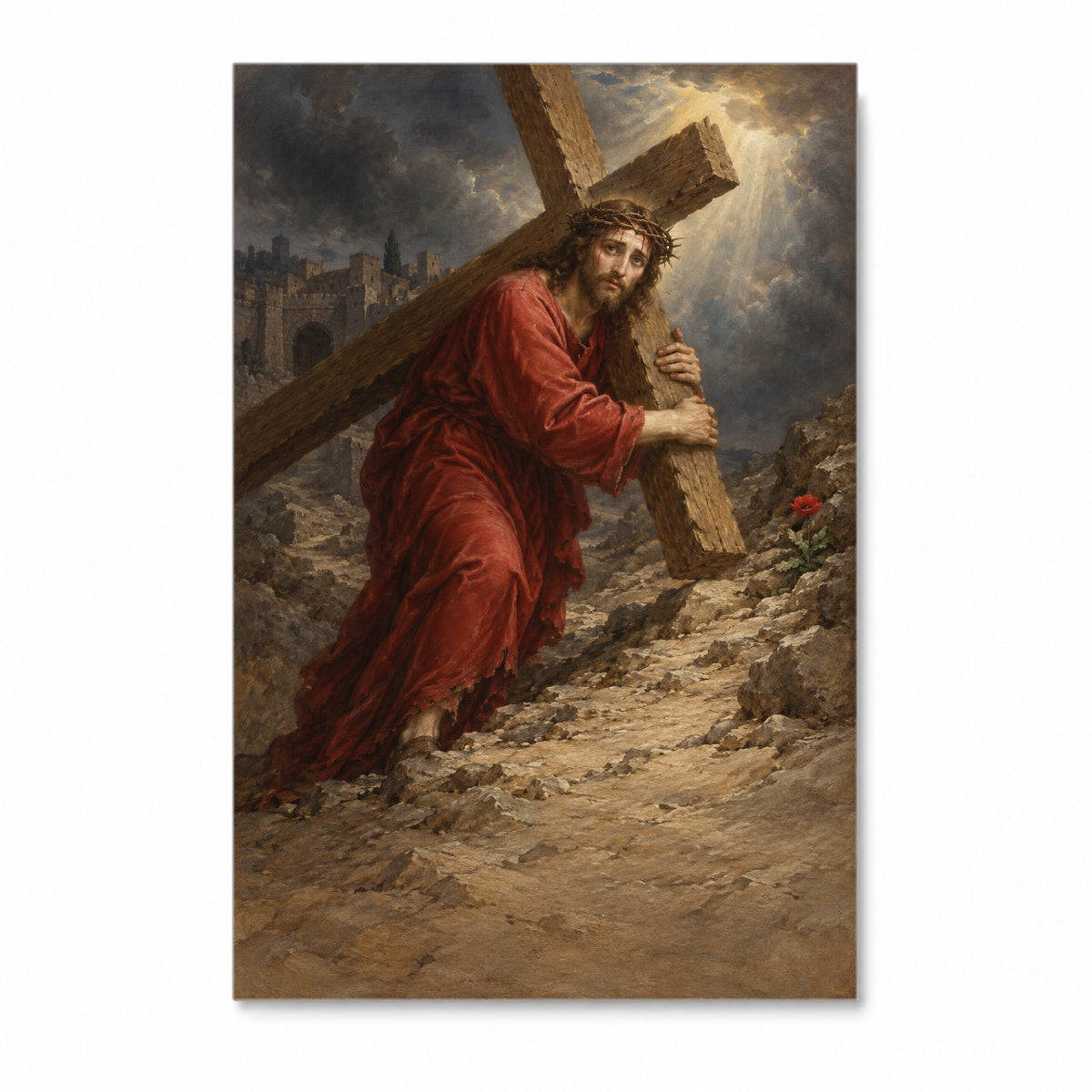 Bearing His Own Cross Canvas Wall Art - Christian Wall Art, front view