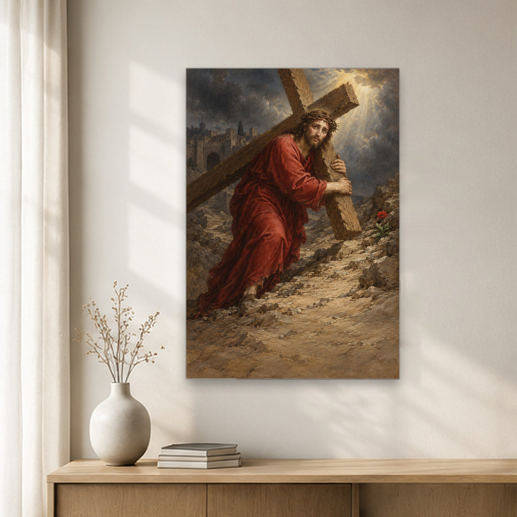 Bearing His Own Cross Canvas Wall Art - Christian Wall Art, gift presentation