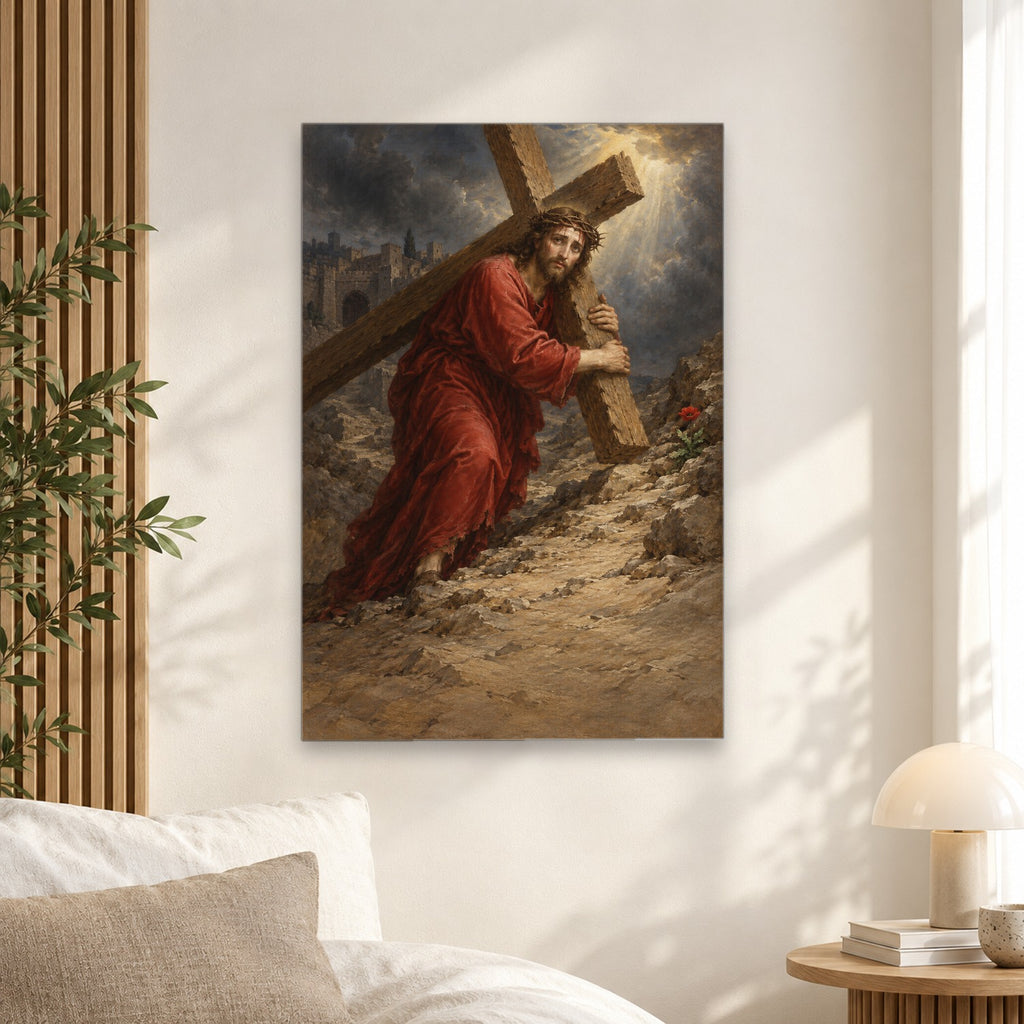 Bearing His Own Cross Canvas Wall Art - Christian Wall Art, alternate angle