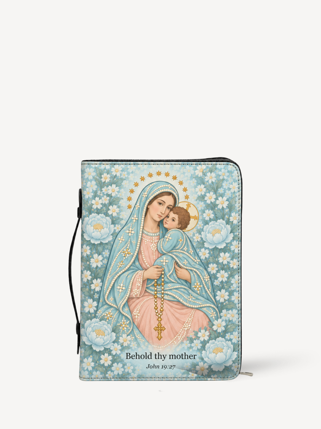 Behold Thy Mother Bible Cover - PU Leather Bible Cover, front view