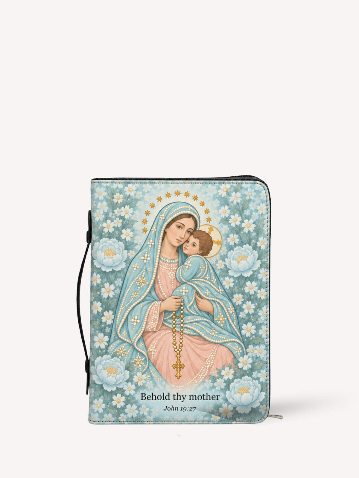 Behold Thy Mother Bible Cover - PU Leather Bible Cover, front view