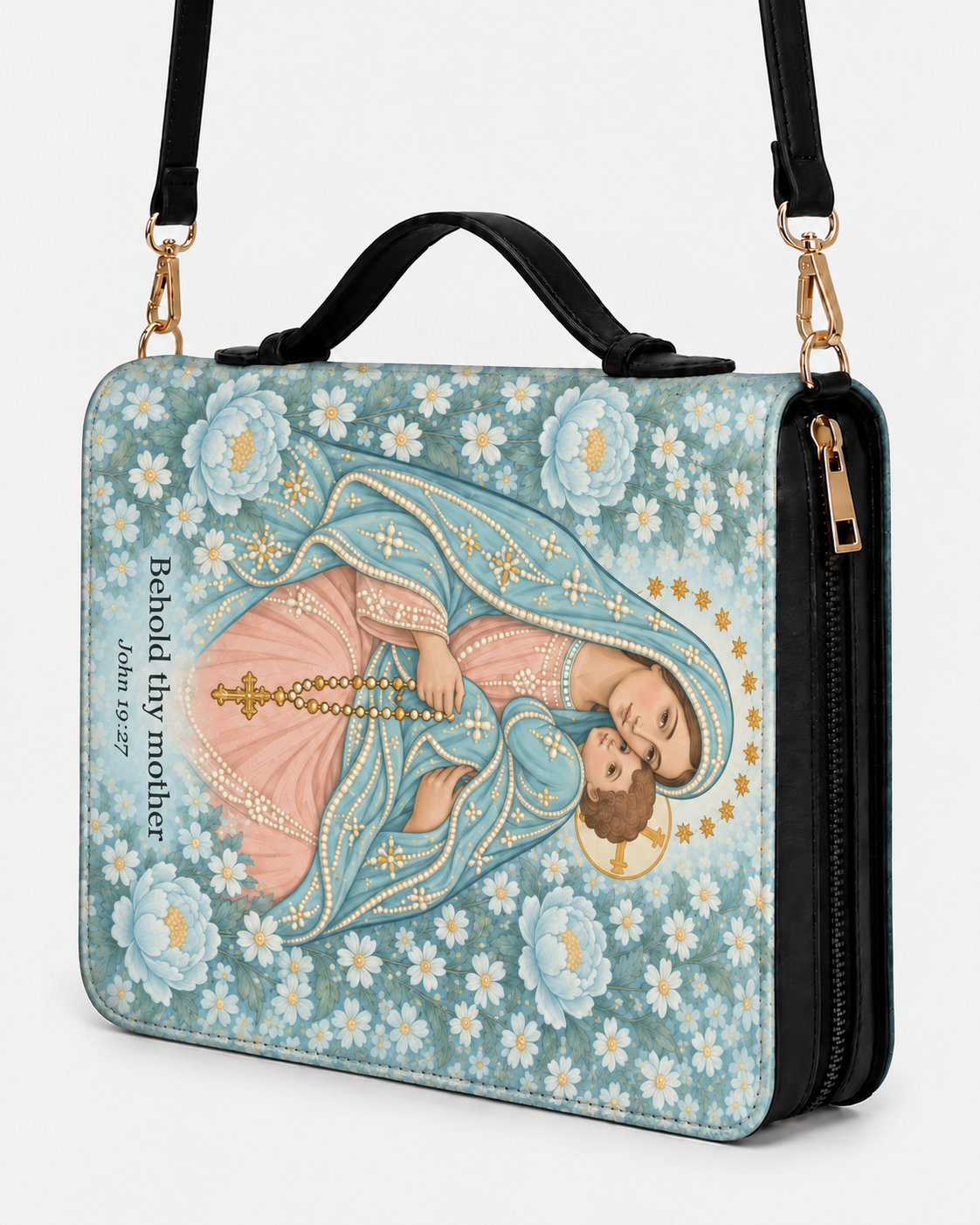 Behold Thy Mother Bible Cover - PU Leather Bible Cover, styled in the home