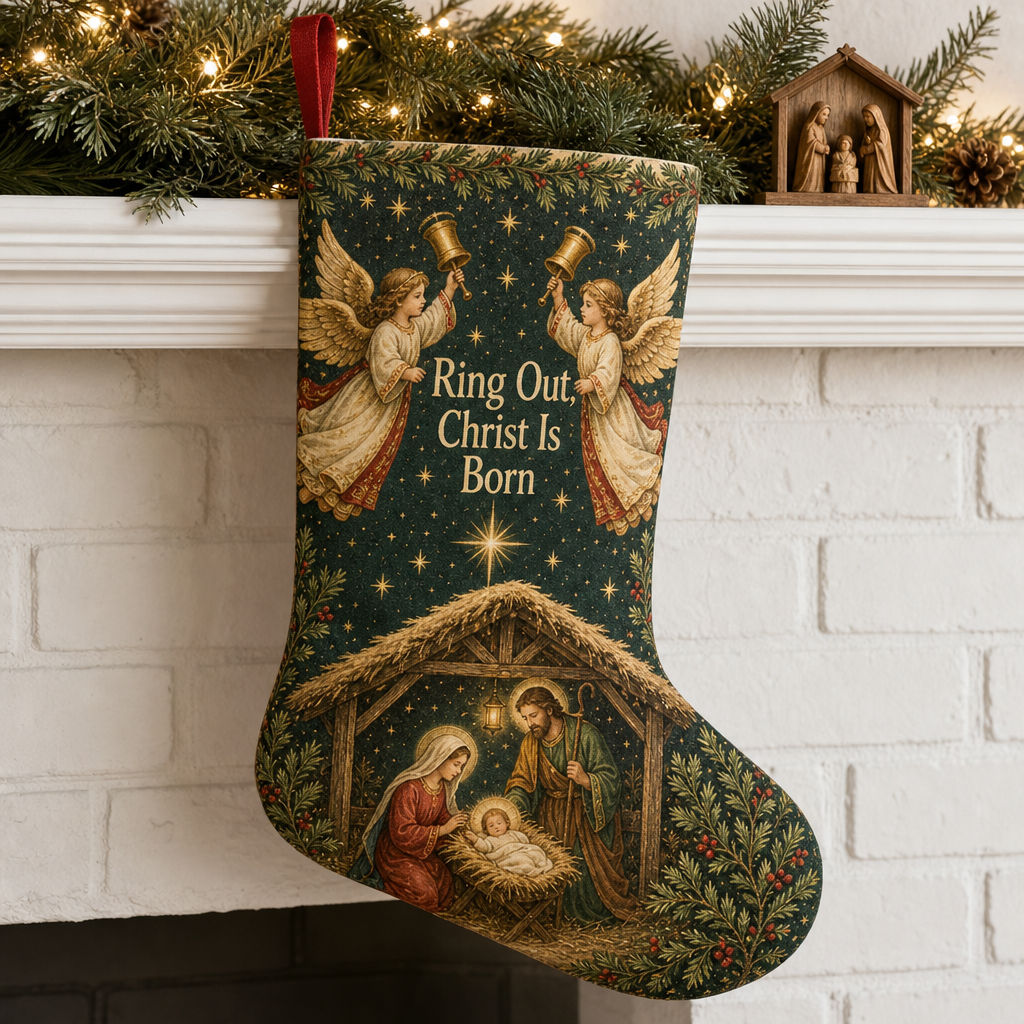 Bells Of Bethlehem Christmas Stocking - Christmas Stocking, front view