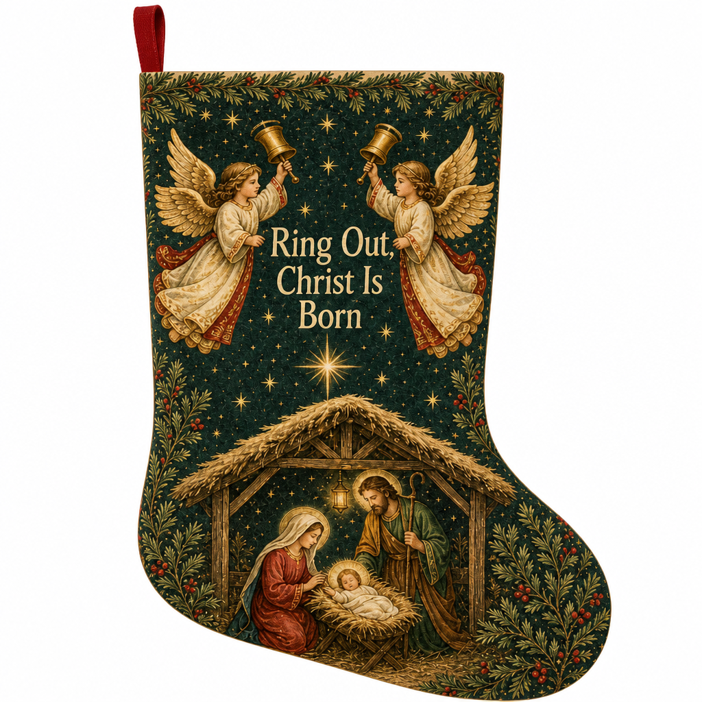 Bells Of Bethlehem Christmas Stocking - Christmas Stocking, detail view