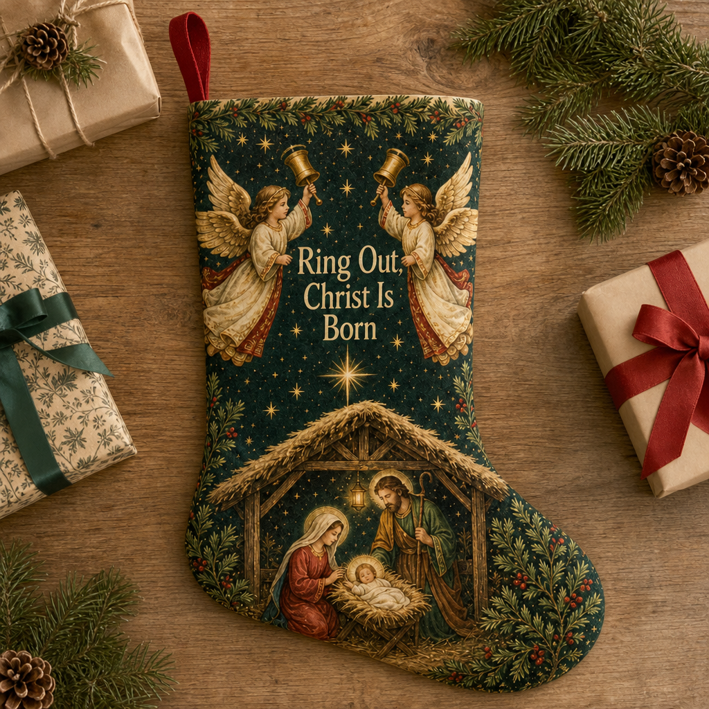 Bells Of Bethlehem Christmas Stocking - Christmas Stocking, styled in the home