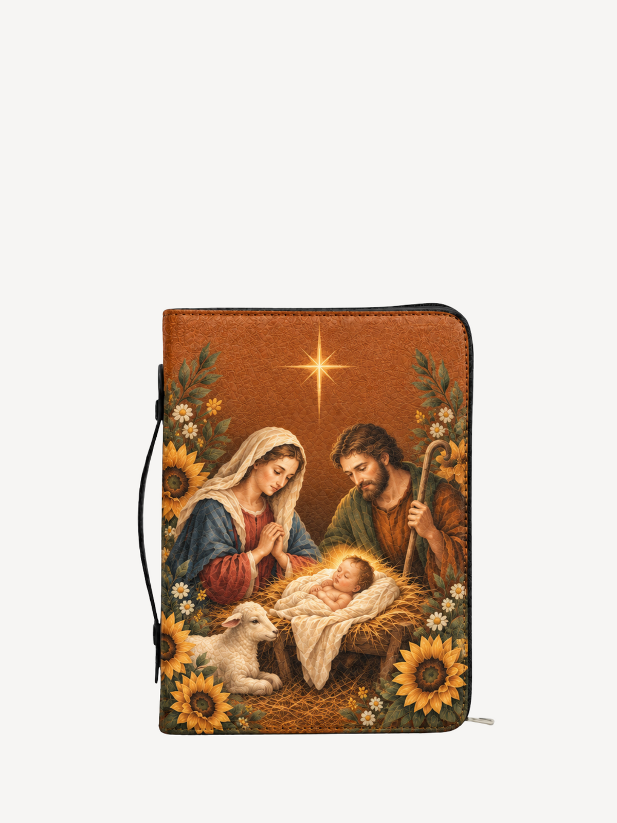 Bethlehem Star Bible Cover - PU Leather Bible Cover, front view