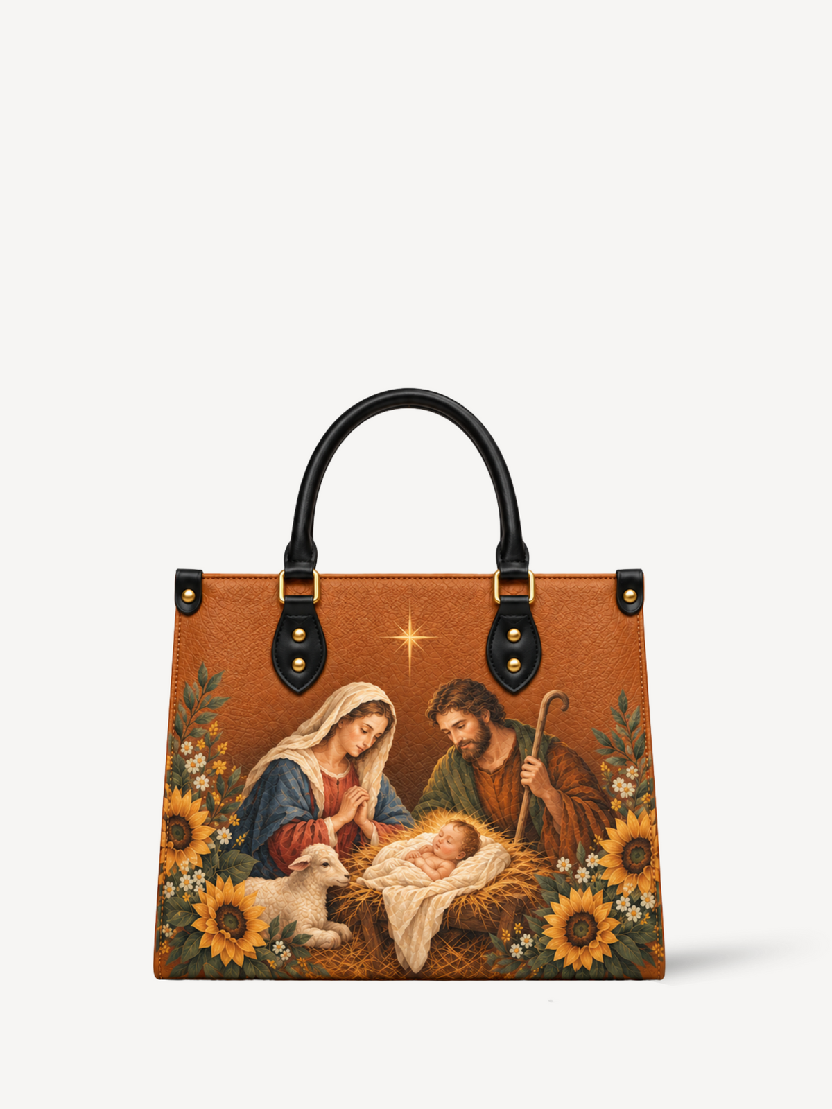 Bethlehem Star PU Leather Handbag - Christian Handbag, front view