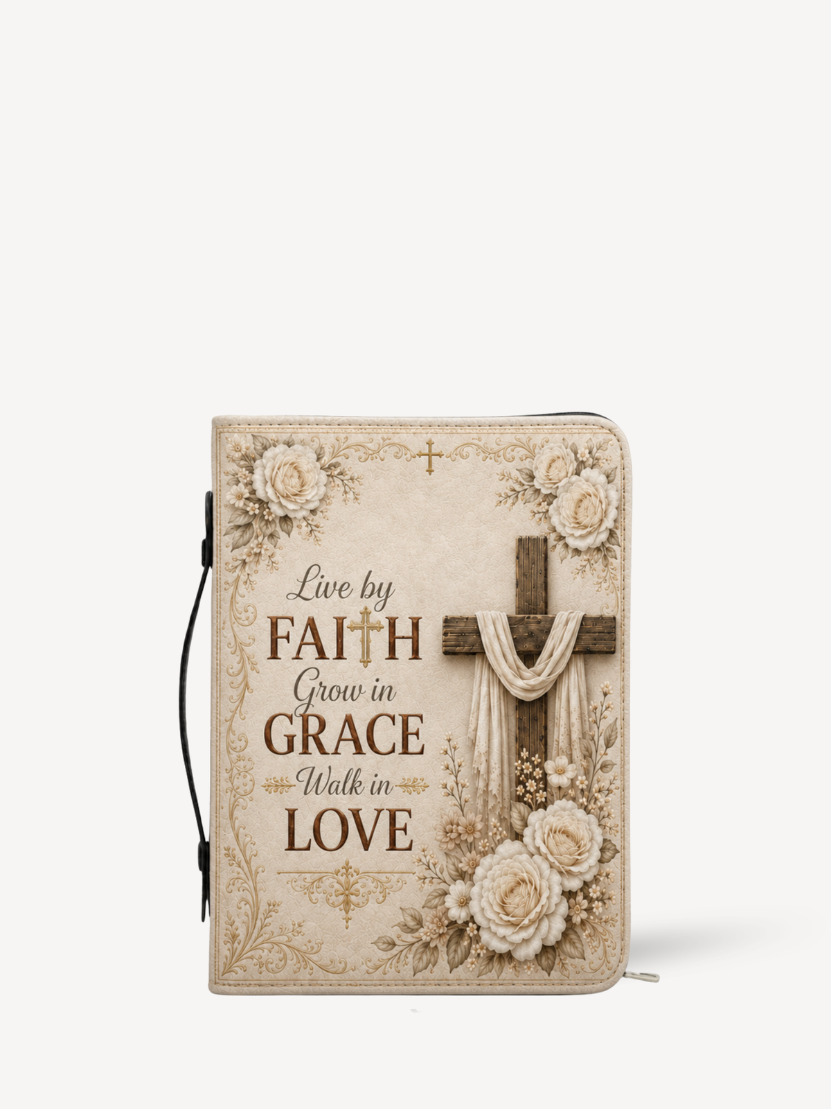 Blessed Grace Bible Cover - Leather Bible Cover, front view