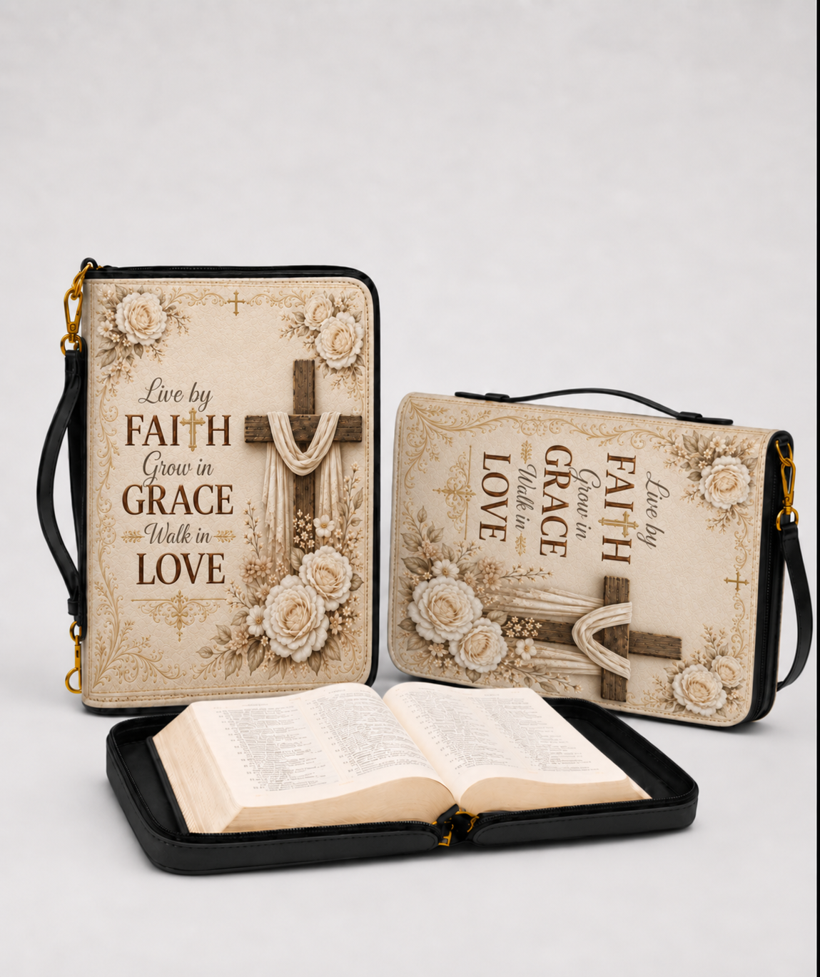 Blessed Grace Bible Cover - Leather Bible Cover, detail view
