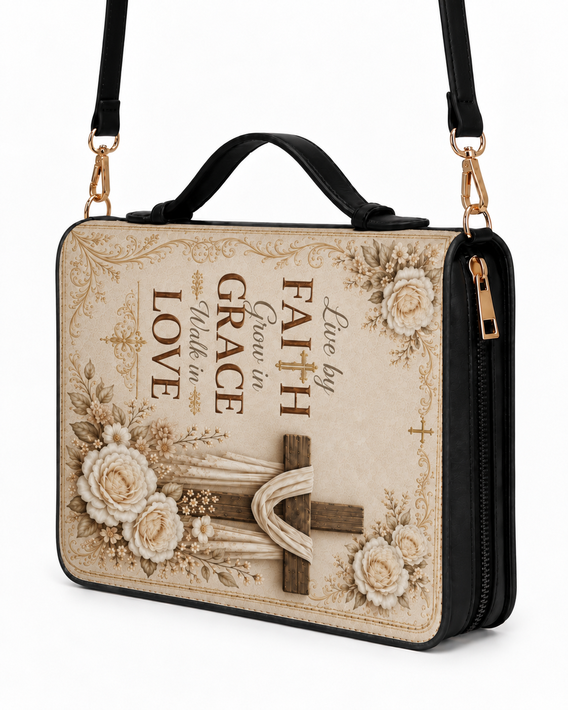 Blessed Grace Bible Cover - Leather Bible Cover, styled in the home