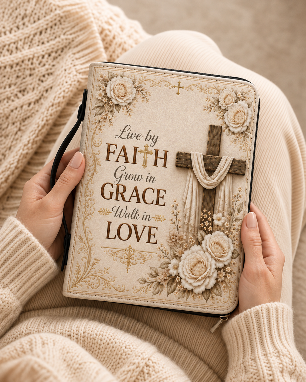 Blessed Grace Bible Cover - Leather Bible Cover, gift presentation
