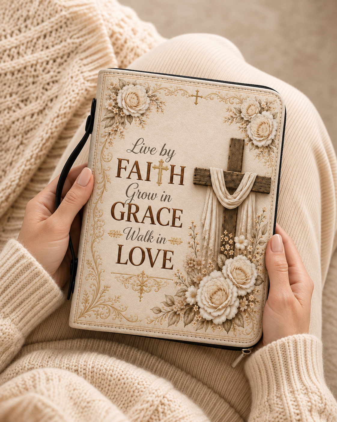 Blessed Grace Bible Cover - Leather Bible Cover, gift presentation
