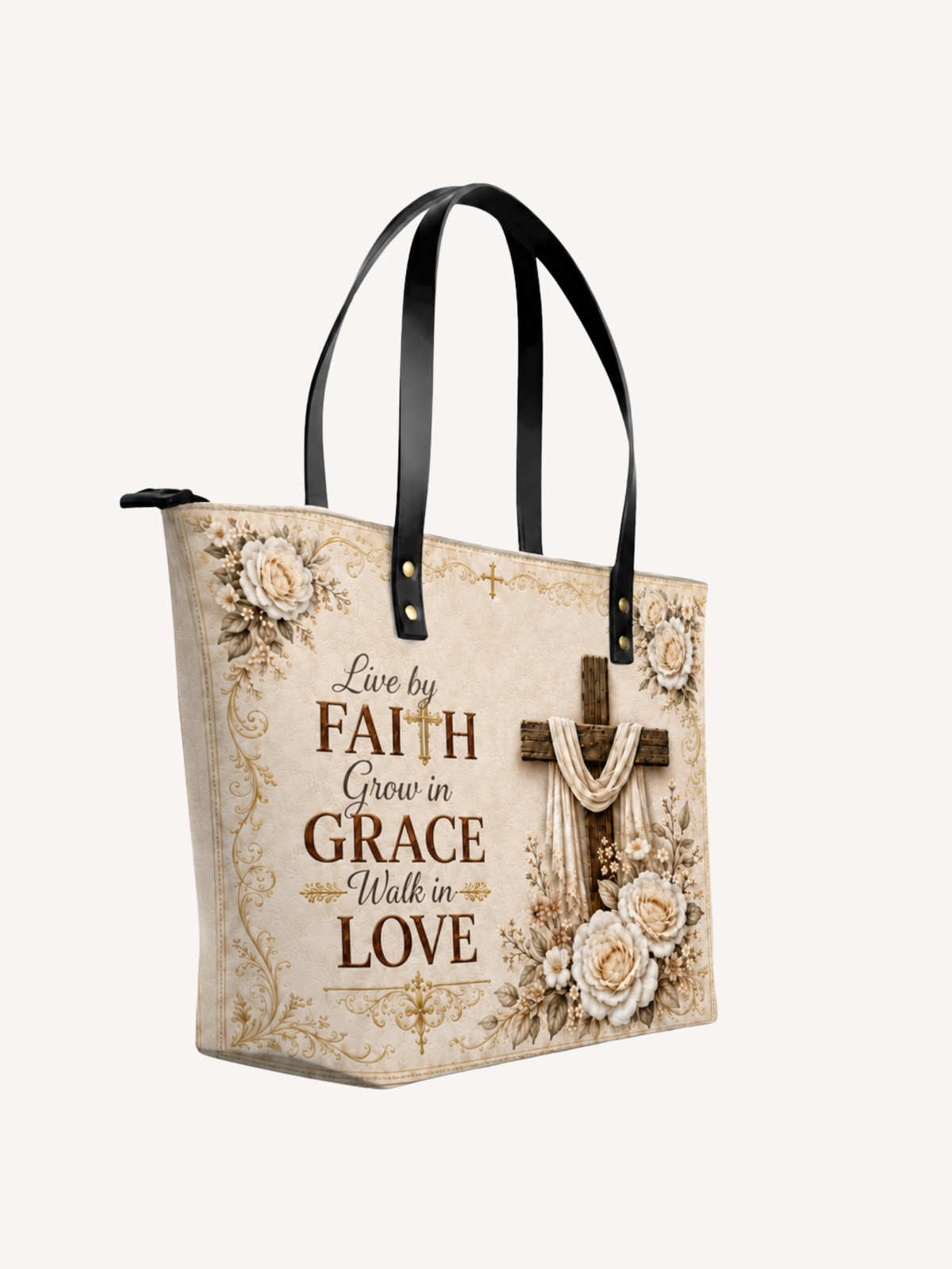Blessed Grace PU Leather Tote Bag - Christian Tote Bag, gift presentation