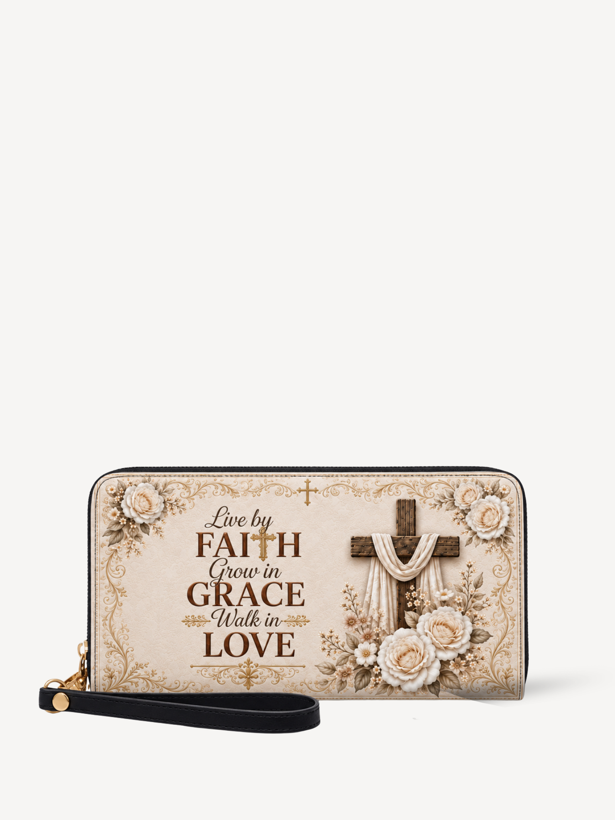 Blessed Grace PU Leather Wallet - Christian Wallet, front view