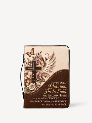 Blessed & Kept Bible Cover - PU Leather Bible Cover, front view