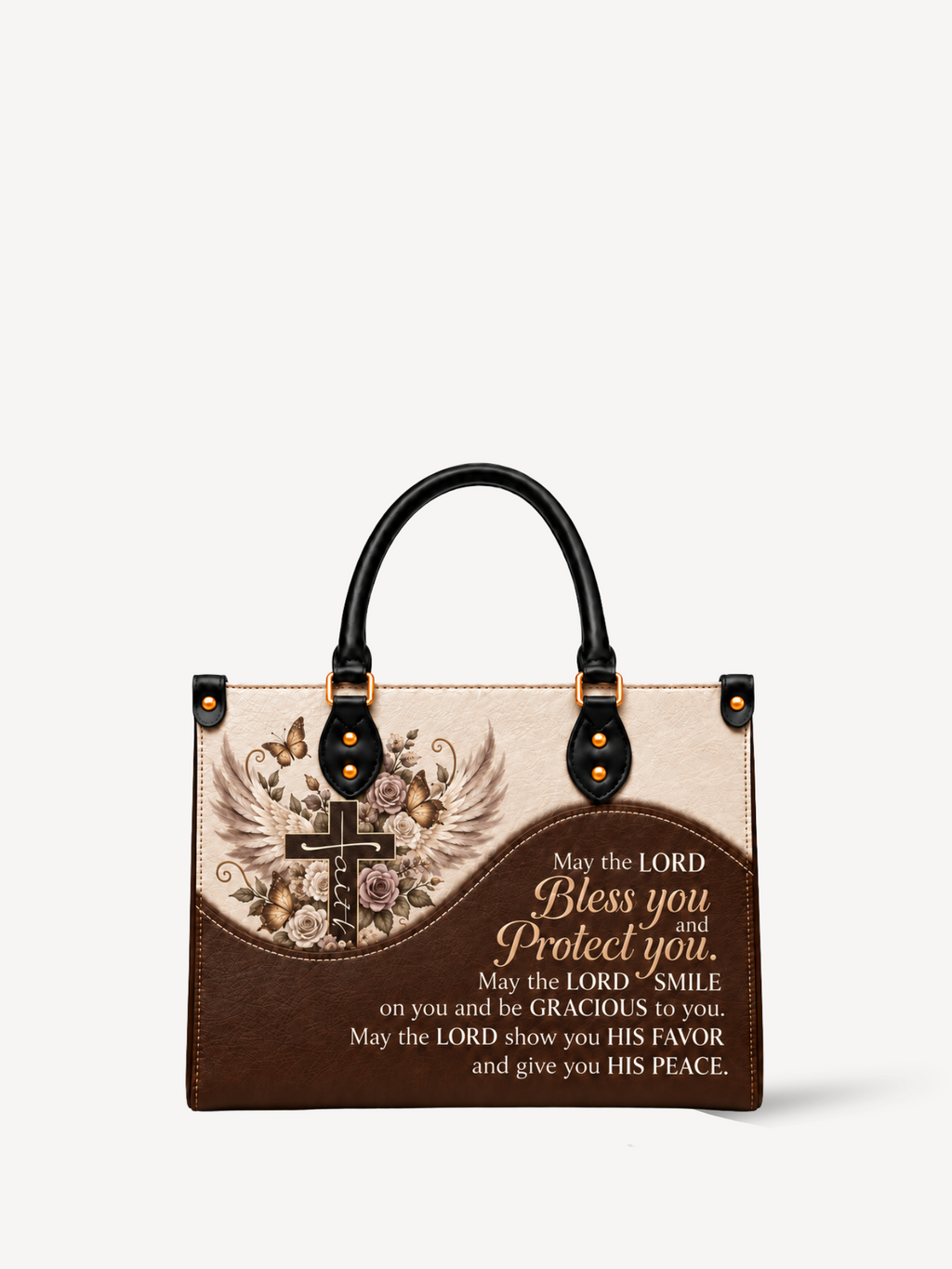 Blessed & Kept PU Leather Handbag - Christian Handbag, front view
