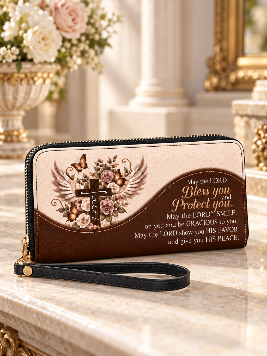 Blessed & Kept PU Leather Wallet - Christian Wallet, hanging display